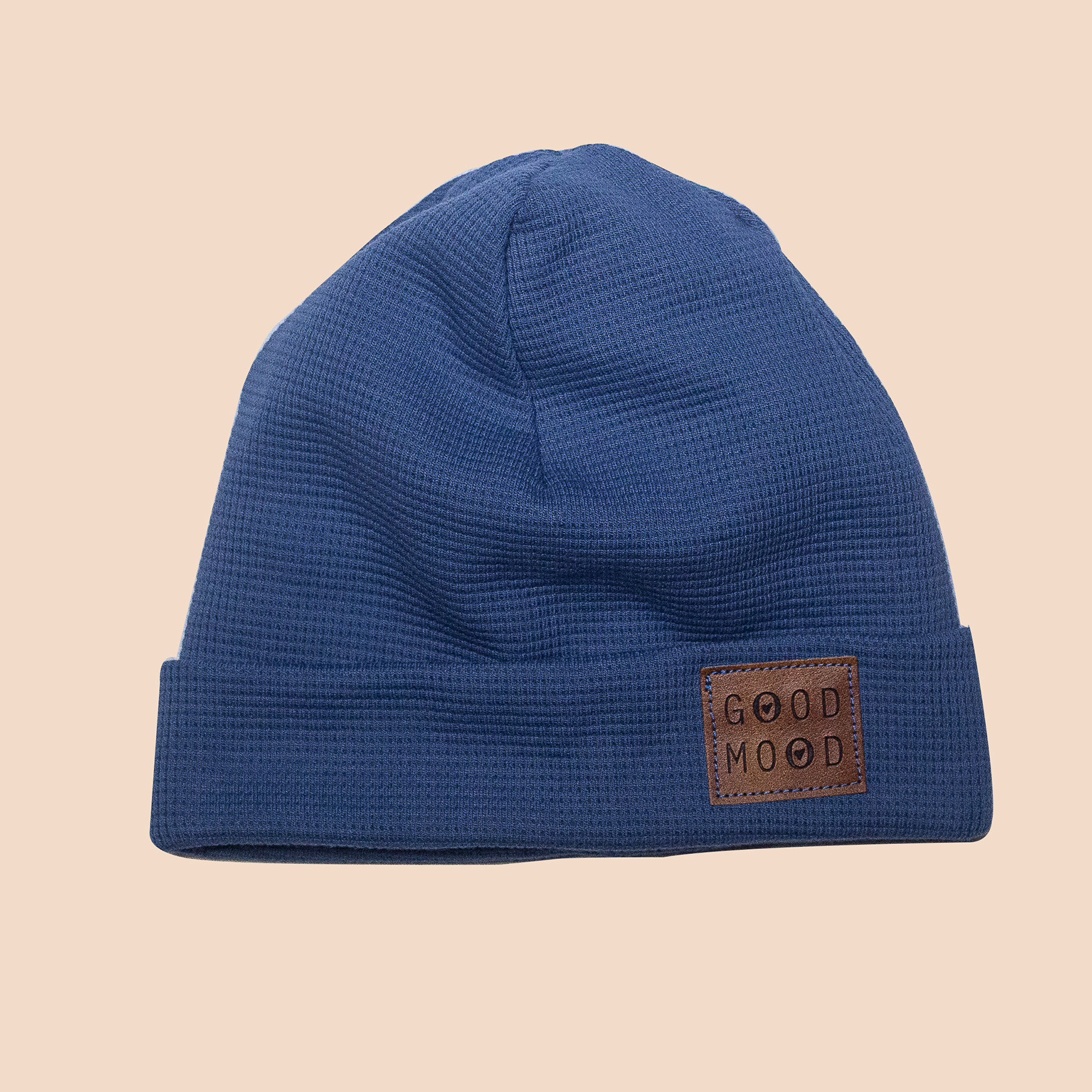 Beanie Waffeljersey Rauchblau